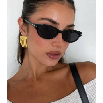 Kadın Hannah Güneş Gözlüğü Oval Cat Eye UV400 Siyah | Kılıf ve Silme Bezi Hediyeli