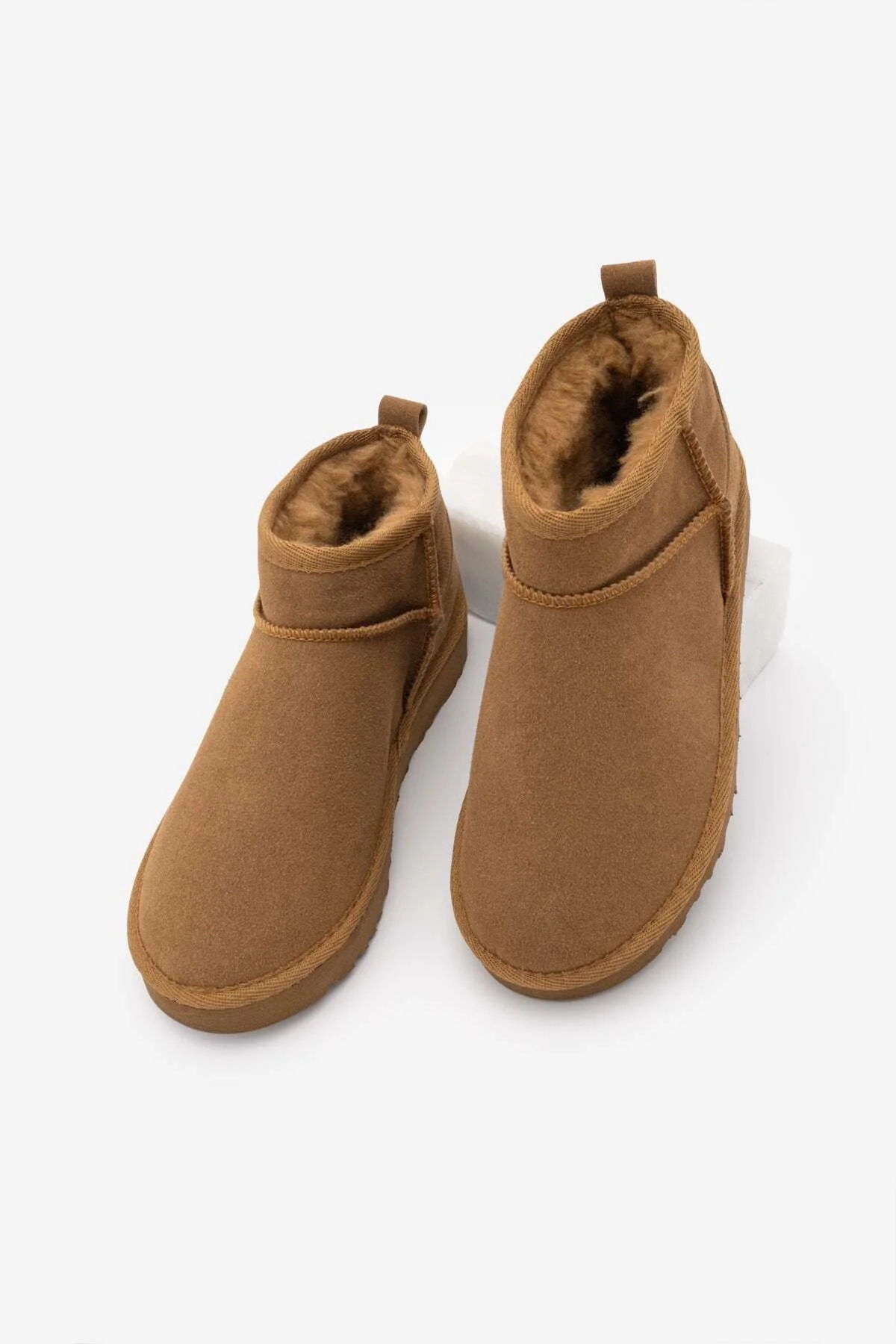 Kadın İçi Kürklü Günlük Bot Pasep Camel Süet - Görsel 2