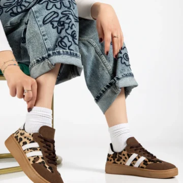 Kadın Kahve Bej Kadın Rahat Kalıp Yumuşak Deri Sneaker
