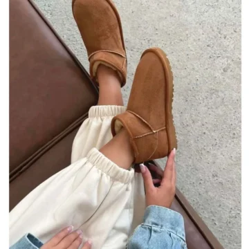 Kadın kahverengi Mini Süet Bot Içi Kürklü Kışlık Rumgayshoes