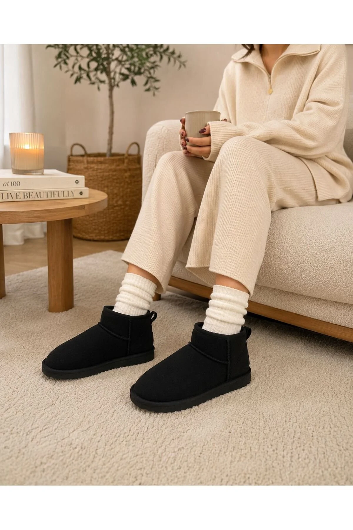 Kadın kahverengi Mini Süet Bot Içi Kürklü Kışlık Rumgayshoes - Görsel 2