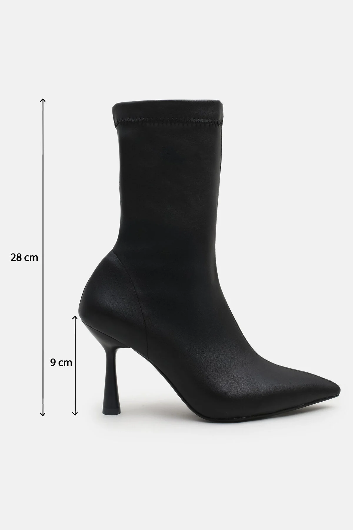 Kadın Siyah Streç Bot İnce Stiletto Topuk Yandan Fermuarlı Sivri Burun Topuklu Bot - Görsel 7