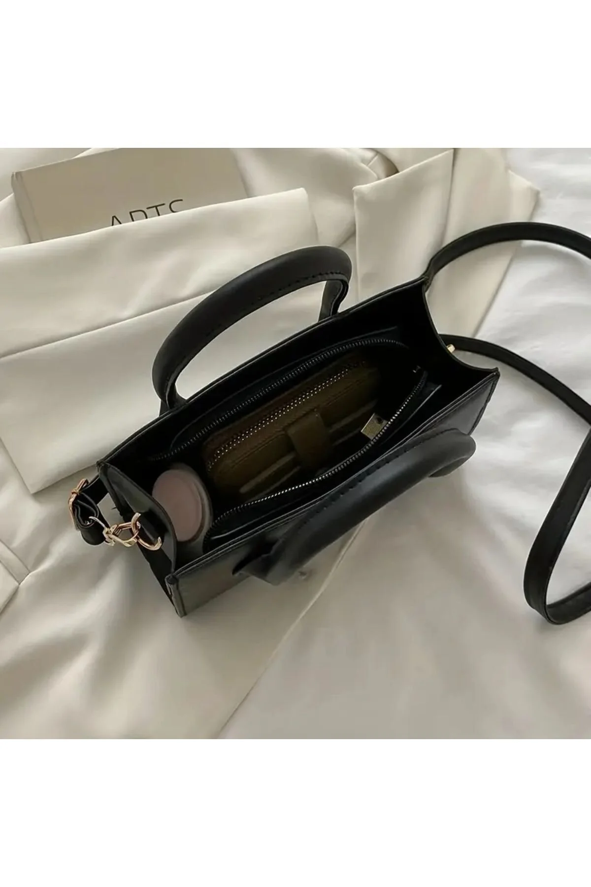 Kadın Siyah Trend Kare Çanta,Basit Mini Crossbody Çanta,Minimalist Saplı Omuz Çantası Çanta El Çanta - Görsel 10