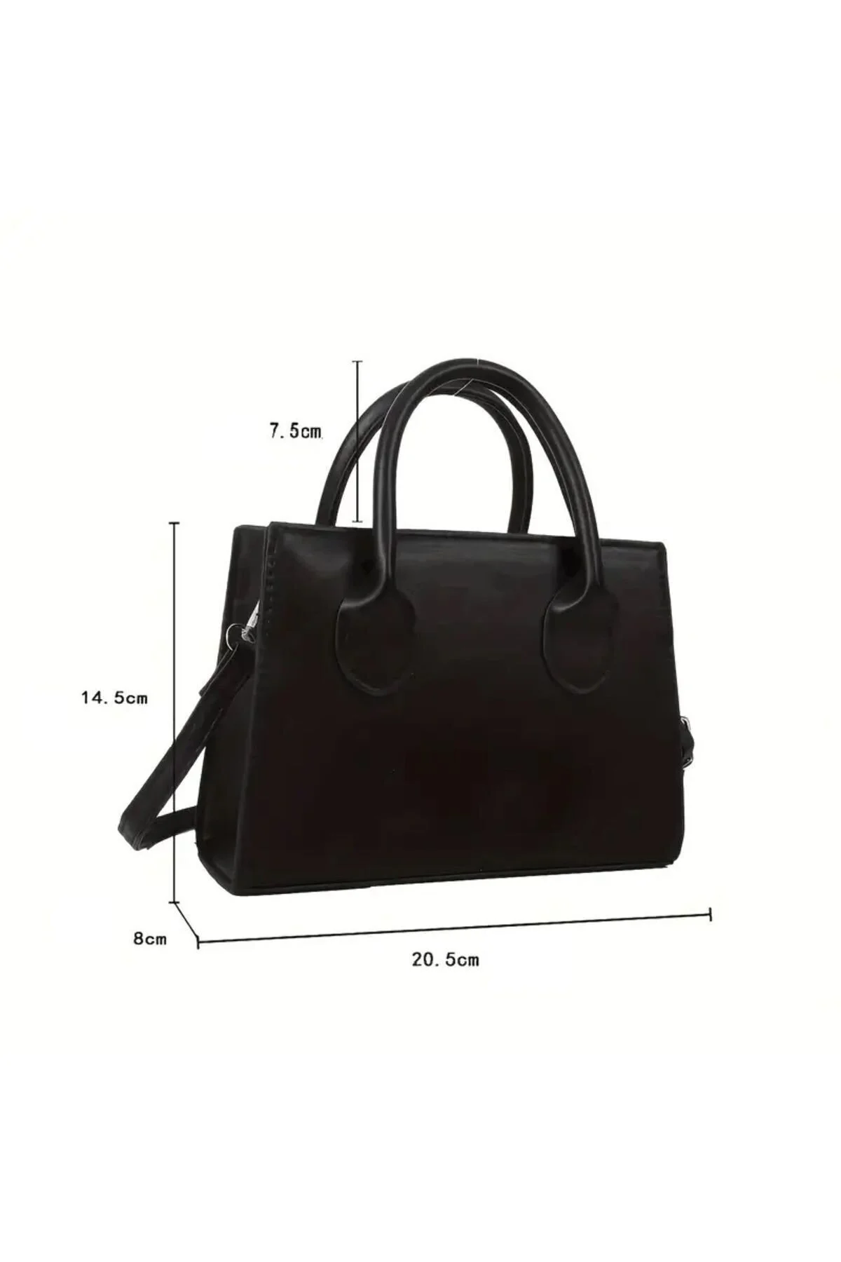 Kadın Siyah Trend Kare Çanta,Basit Mini Crossbody Çanta,Minimalist Saplı Omuz Çantası Çanta El Çanta - Görsel 9