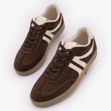 Kadın Sneaker Bağcıklı Düz Taban Spor Ayakkabı Tiyone Vizon Süet
