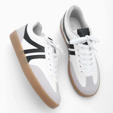 Kadın Sneaker Bağcıklı Düz Taban Süet Spor Ayakkabı Tiyone Beyaz
