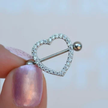 Kalp Model Nipple Piercing Çelik Meme Ucu Piercingi Gümüş Renkli