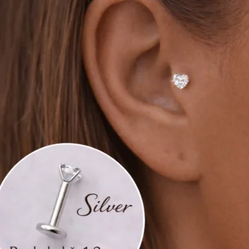 Kalp Tektaş Cerrahi Çelik Piercing Tragus Helix Kıkırdak Lob Conch Dudak