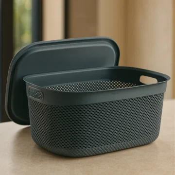 Kapaklı Çok Amaçlı 9 Litre Saklama Sepeti – Kapaklı Sepet, Dayanıklı, Modern Tasarım 33x24,2x16,5 cm