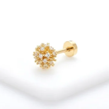 Kararmaz Çelik Zirkon Taşlı Karışık Figürlü Vidalı Labret Tragus ve Helix Kıkırdak Küpesi