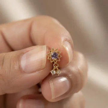 Kararmaz Çelik Zirkon Taşlı Vidalı Labret Tragus ve Helix Kıkırdak Küpesi