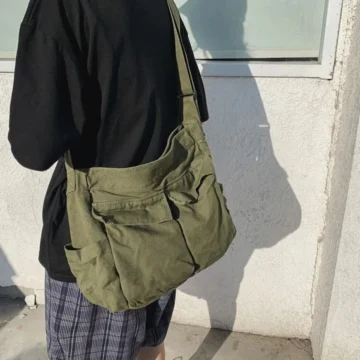 Kargo Cepli Postacı Çanta Unisex Siyah Iç Hacmi Geniş Sokak Tarzı Postacı