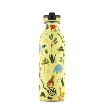 Kids Bottle Jungle Friends Pipetli Paslanmaz Çelik Çocuk Su Matarası 500 ml