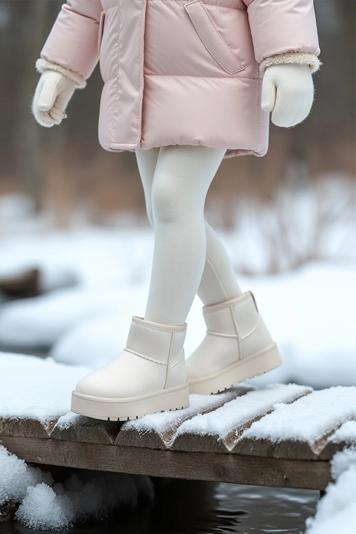 Kids DS Snie C. Bej Kız Çocuk Kürklü Bot Günlük Ayakkabı Sneaker - Görsel 5