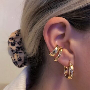 KİLİGİSTANBUL Kadın Gold Renk 2'li Cuff (kıkırdak Küpe)