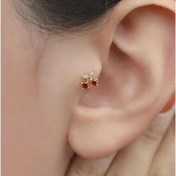 Kiraz Tragus Piercing Helix Kıkırdak Küpesi