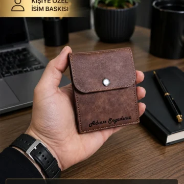 Kişiselleştirilebilir Özel Tasarım Süet Suni Deri Erkek/Kadın Unisex Cüzdan - Siyah