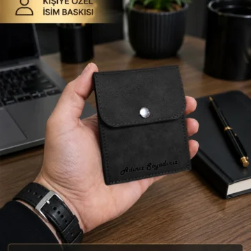 Kişiselleştirilebilir Özel Tasarım Süet Suni Deri Erkek/Kadın Unisex Cüzdan - Kahve