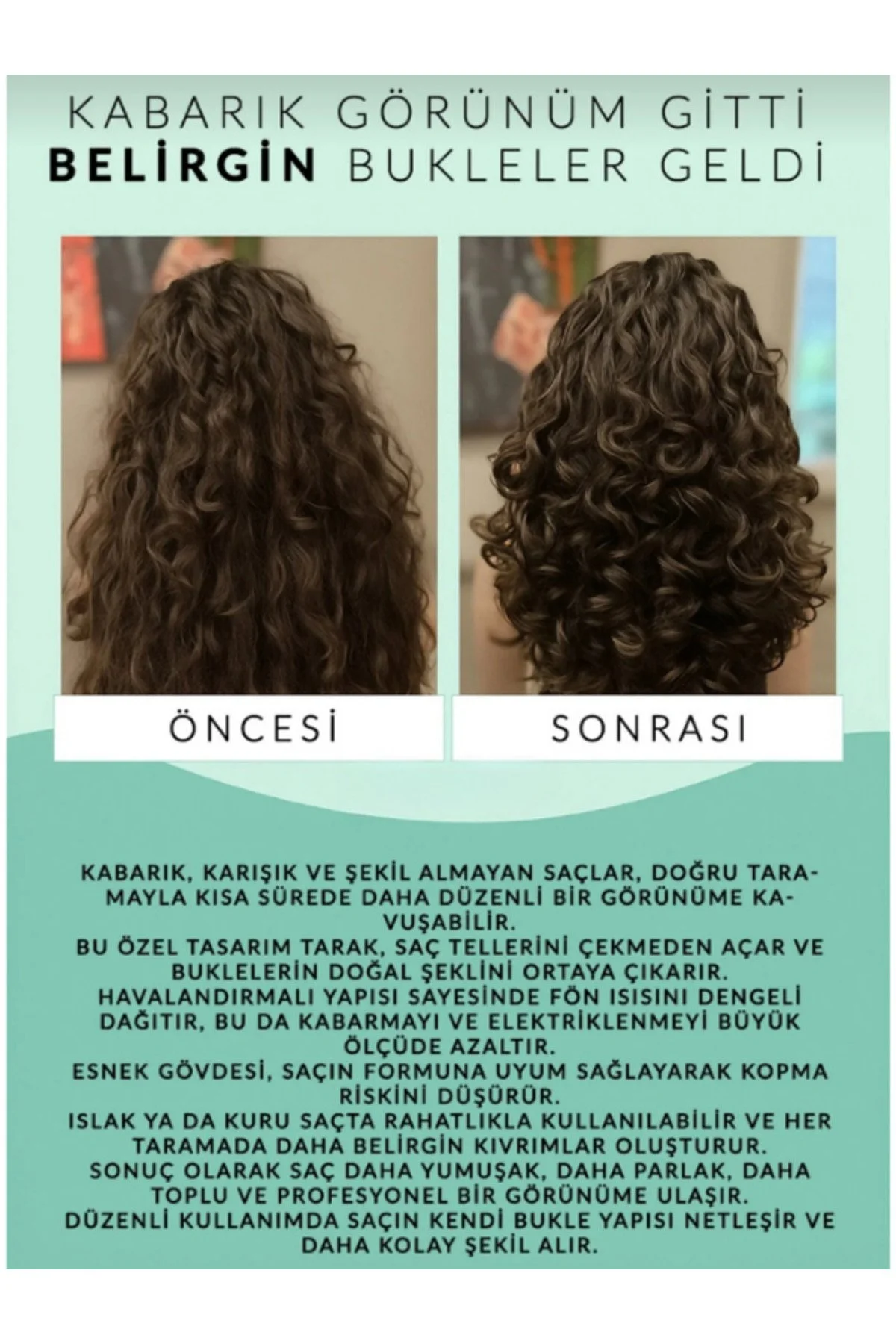 Kıvırcık Saç Tarağı Bukle Tarağı Mucizevi Tarak Saç Şekillendirici Tarak Saç Şekillendirme Seti Tarak Saç Fırçası ve Tarak Saç Masaj Tarağı Sihirli Tarak Hacim Veren Saç Bakımı Magical Curl Kıvırcık - Görsel 3