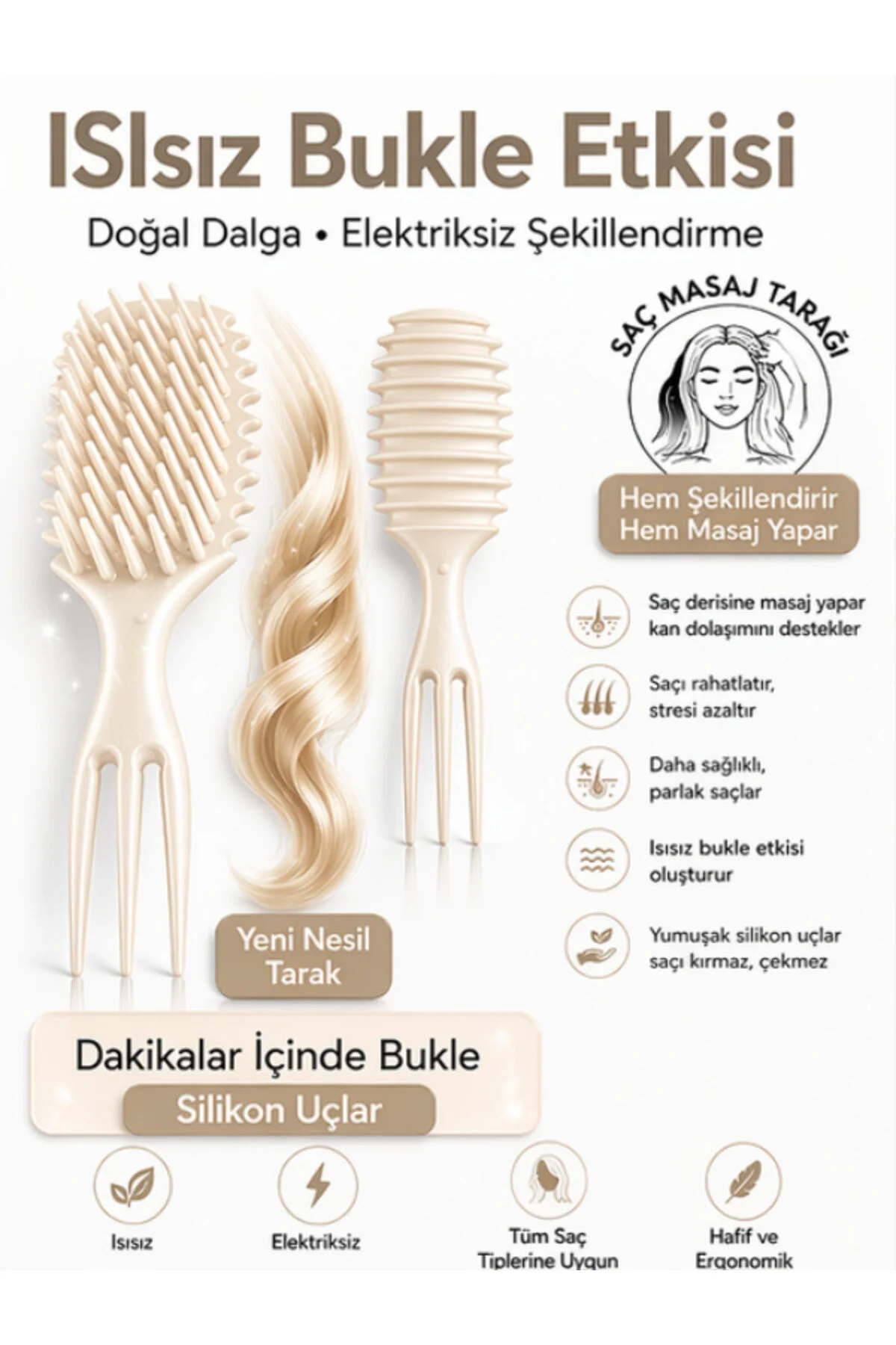 Kıvırcık Saç Tarağı Bukle Tarağı Saç Masaj Tarağı 3'ü 1 Arada Tarak Seti Mucizevi Tarak Saç Şekillendirici Tarak Sihirli Tarak Saç Şekillendirme Seti Saç Fırçası Ve Tarak Saç Bakımı Saç Fırçası Tarak