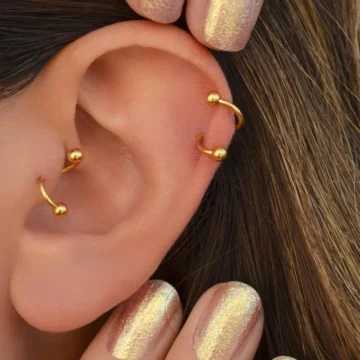 Kıvrımlı Çelik Spiral Piercing 6 Mm Tragus Helix Kıkırdak Gold