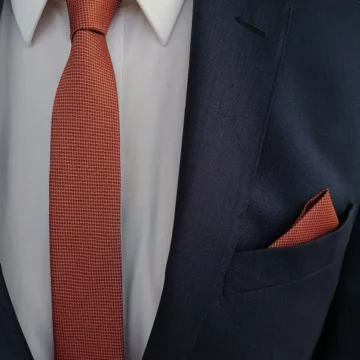 Koyu Turuncu Kravat Mendil Seti