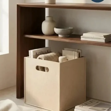 Krem Çok Amaçlı Keçe Organizer Dolap Içi Düzenleyici Tekli Sepet 30x30 Cm
