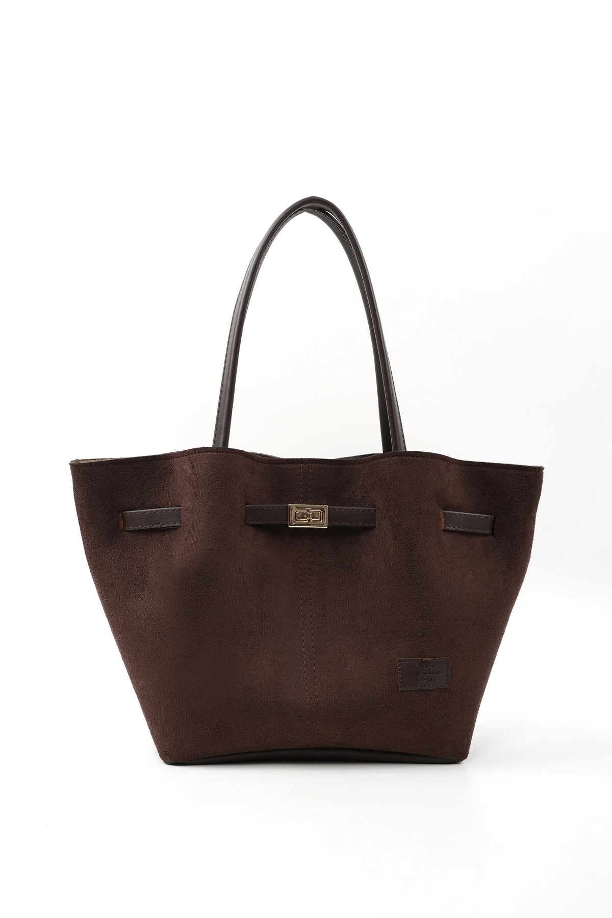 Krem Shk159 Suni Deri, Astarlı, Çıtçıtlı, Kilit Detaylı El, Kol ve Omuz Çantası