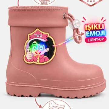 Kürklü Yağmur Kar Çocuk Bot Çizme Erkek Ortopedik Taban Işıklı Kışlık Çocuk Bot