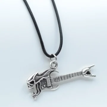 Kuru Kafa Elektro Gitar Gümüş Kaplama Düz Zincir Kolye