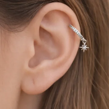 Kutup Yıldızı Halka Tragus Piercing Helix Kıkırdak Küpesi