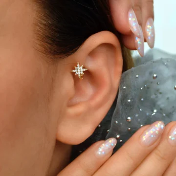 Kuzey Yıldızı Halka Tragus Piercing Helix Kıkırdak Üst Lob