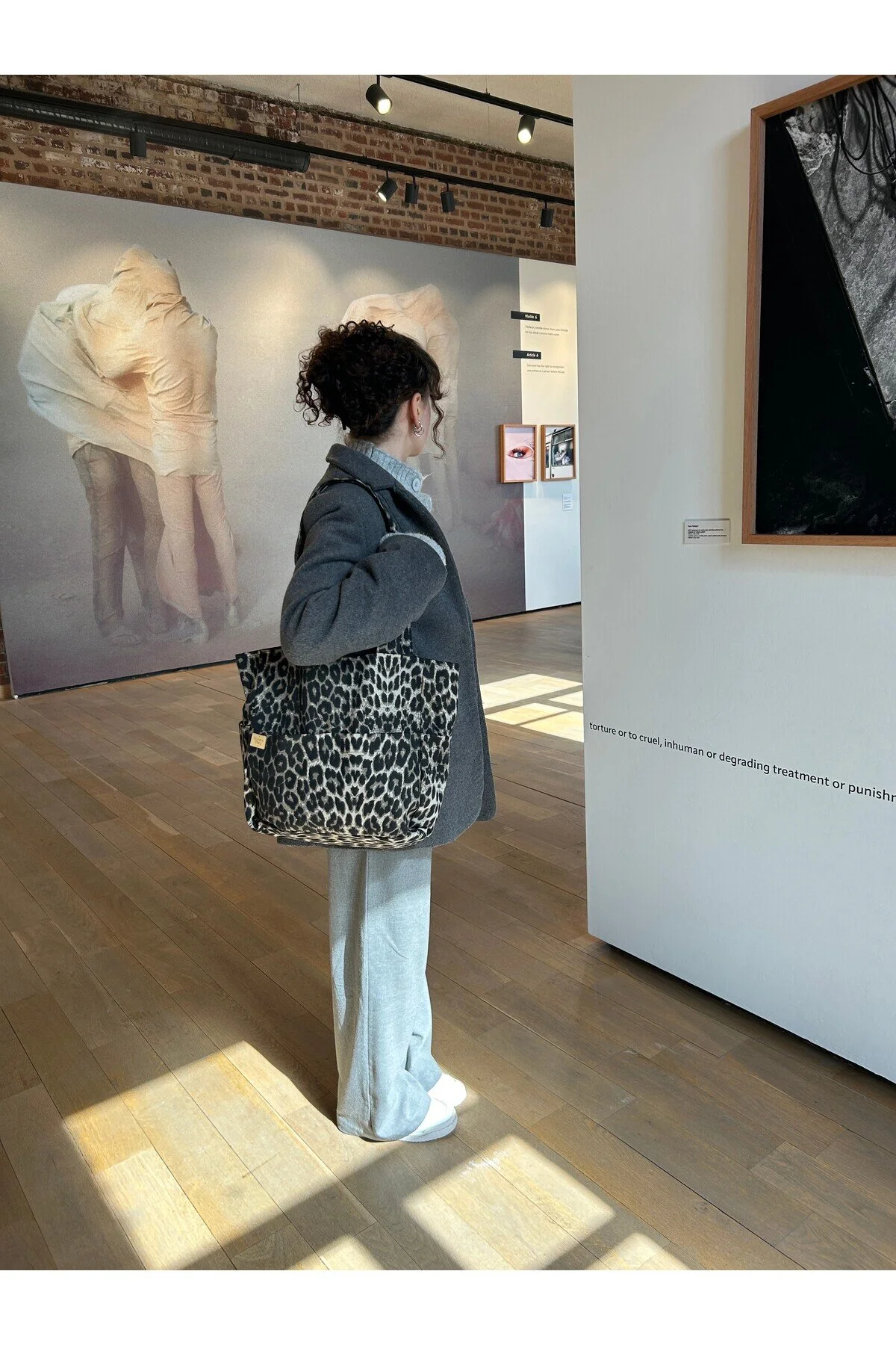 Leopar Desenli Geniş Hacimli Çok Cepli Tote Bag - Görsel 9