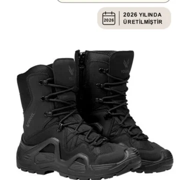 M1491 Nubuck Deri Black Askeri Fermuarlı Bot - Siyah