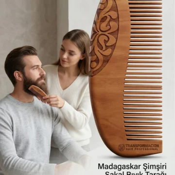 Madagaskar Şimşir Sakal ve Bıyık Tarağı - Antistatik Ahşap Erkek Bakım Tarağı, Sakal Şekillendirici ve Yatıştırıcı El Yapımı Doğal Tarak