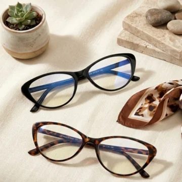 Mavi Işık Korumalı 2'Lİ SET Gözlük Cat Eye Optik Uyumlu (Şeffaf Camı Değişebilir) 48 Ekartman