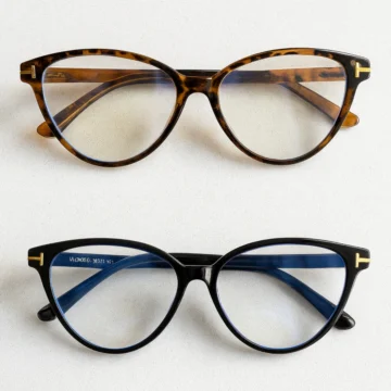 Mavi Işık Korumalı 2'Lİ SET SİYAH VE LEOPAR Cat Eye Çerçeveli Optik Uyumlu Ekran Gözlüğü