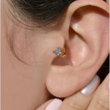 Mavi Kelebek Halka Tragus Piercing Helix Kıkırdak Lob