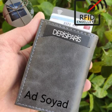 Mekanizmalı Cüzdan Erkek Kartlık Cüzdan Isim Baskılı Kişiye Özel