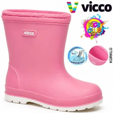 Mellow Kürklü Pvc Su Çizmesi Yağmur Botu Ortopedik Çocuk Bot HAKİ