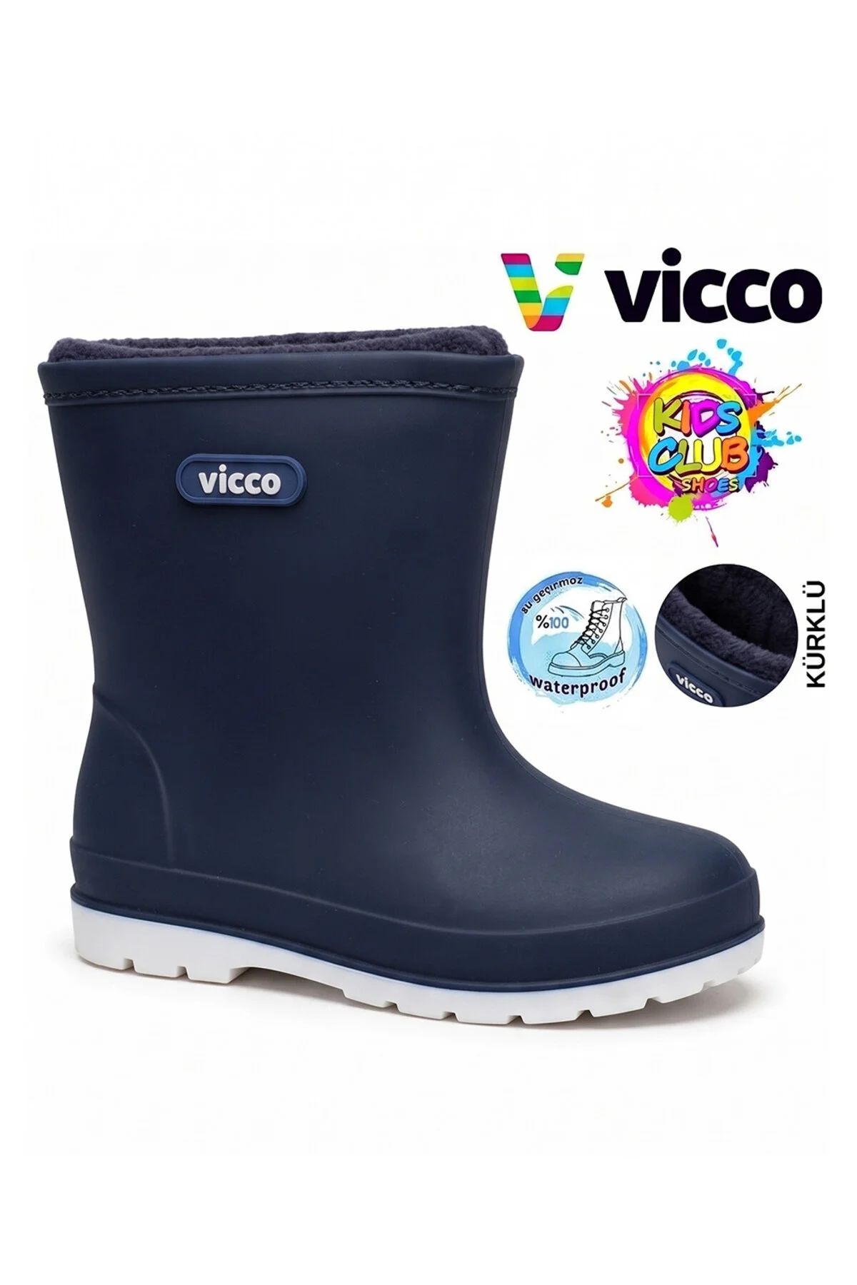 Mellow Kürklü Pvc Su Çizmesi Yağmur Botu Ortopedik Çocuk Bot HAKİ - Görsel 3