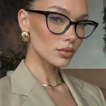 Melone Cat Eye Optik Uyumlu Ultra Hafif Siyah Çerçeveli Kadın Mavi Işık Korumalı Gözlüğü