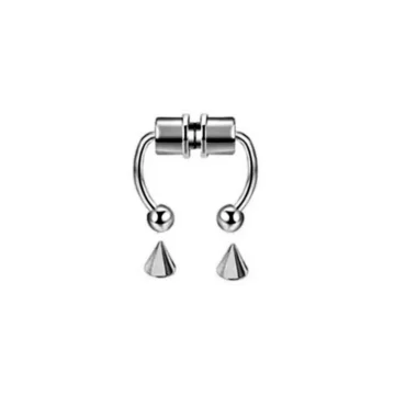Mıknatıslı Fake Gri Septum Piercing Paslanmaz Çelik-00vp69-4