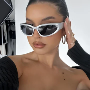 Milenyum Y2k Unisex Gri Kare Çerçeve Uv400 Güneş Gözlüğü