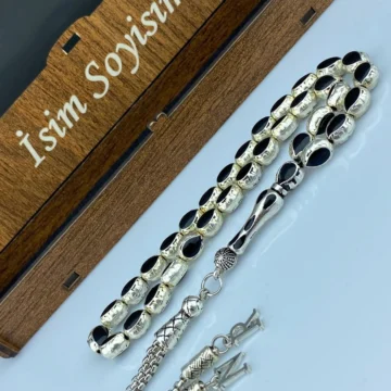 Mineli Metal Tesbih Kişiye Özel Harfli Püskül Hediyelik Tesbih