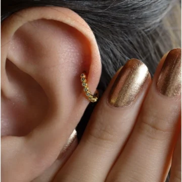Mini Ince Halka Tragus Piercing Helix Kıkırdak Gold