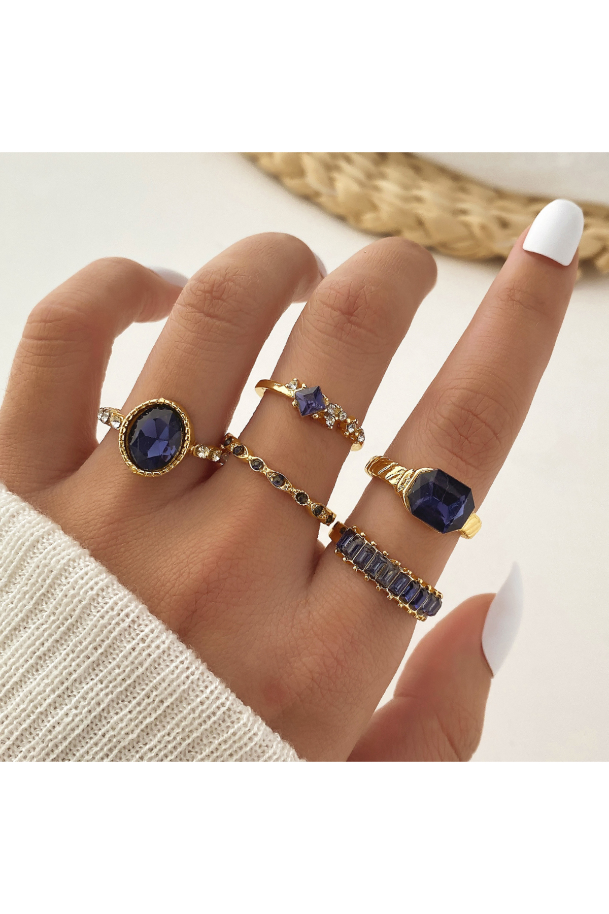 MURASSA BUTİK Minimal Vintage Çoklu Yüzük Seti