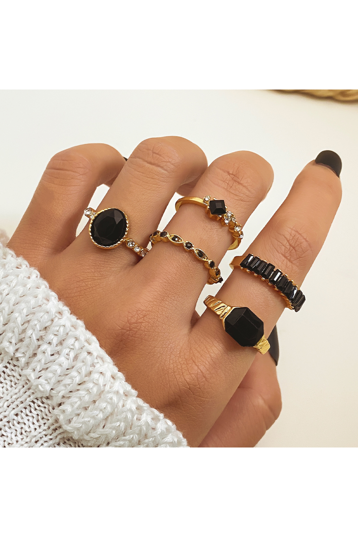 MURASSA BUTİK Minimal Vintage Çoklu Yüzük Seti