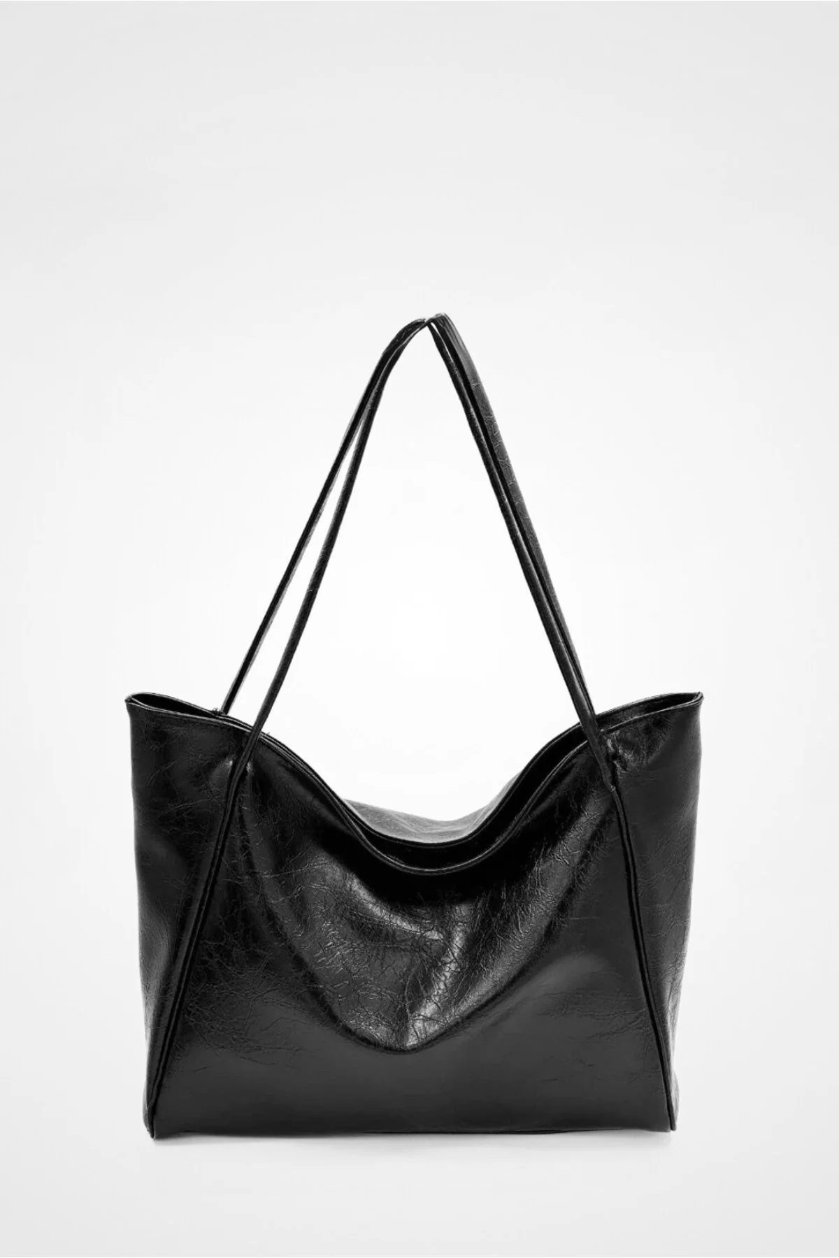 Nou Shine Eskitmeli Çift Saplı Bordo Büyük Boy Kadın Shopper Çanta