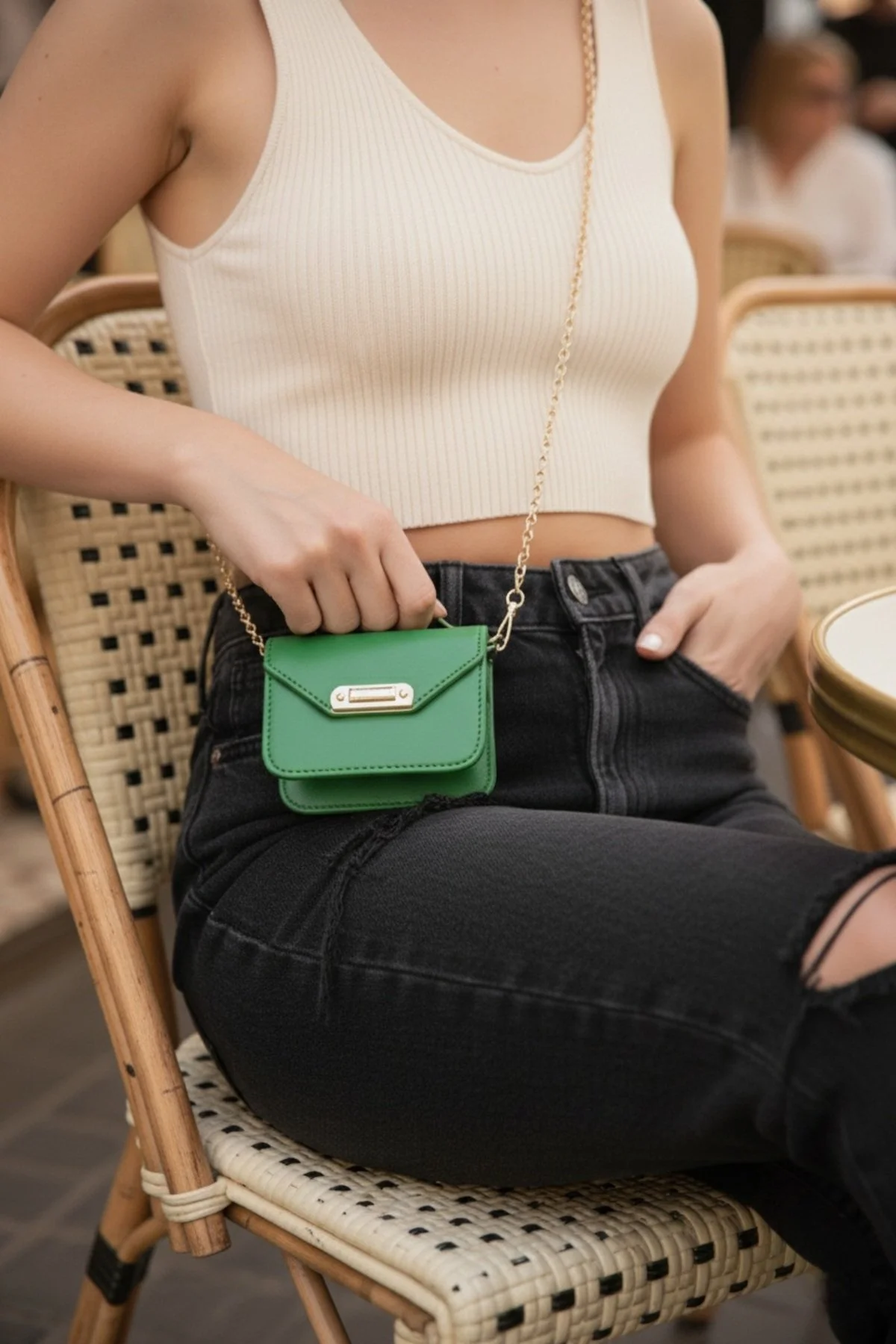 Nube Siyah Mini Zincir Askılı Kartlık Elden Tutmalı Çapraz Çanta 10x7cm - Görsel 11